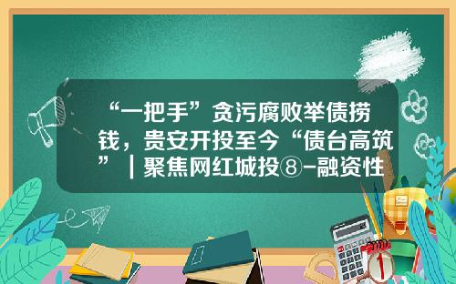 “一把手”贪污腐败举债捞钱，贵安开投至今“债台高筑”｜聚焦网红城投⑧-融资性担保公司卖多少钱