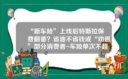 “新车险”上线后特斯拉保费翻番？省油不省钱或“劝退”部分消费者-车险单次不超过多少