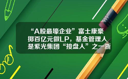“A股最壕企业”富士康豪掷百亿元做LP，基金管理人是紫光集团“接盘人”之一浙江安盛机械制造有限公司【前列康】