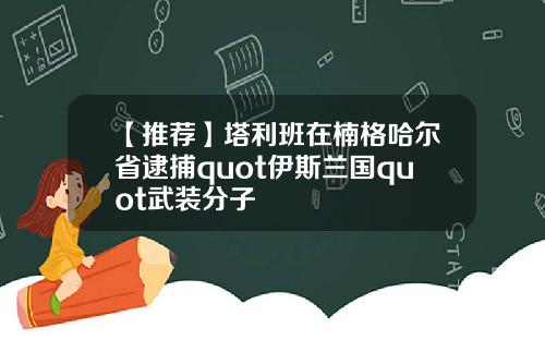 【推荐】塔利班在楠格哈尔省逮捕quot伊斯兰国quot武装分子