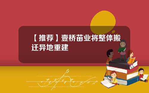 【推荐】壹桥苗业将整体搬迁异地重建