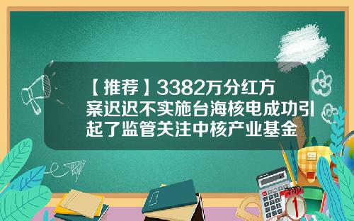 【推荐】3382万分红方案迟迟不实施台海核电成功引起了监管关注中核产业基金