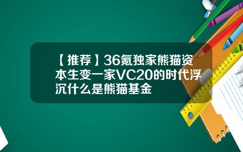 【推荐】36氪独家熊猫资本生变一家VC20的时代浮沉什么是熊猫基金