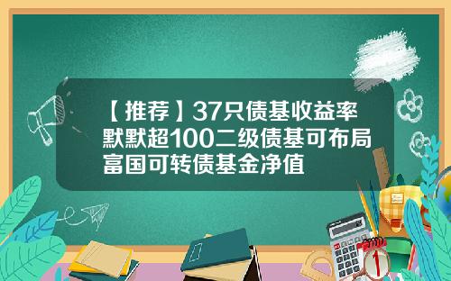 【推荐】37只债基收益率默默超100二级债基可布局富国可转债基金净值