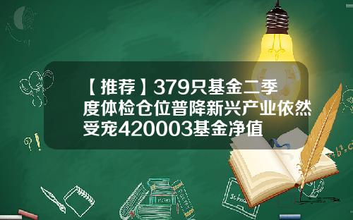 【推荐】379只基金二季度体检仓位普降新兴产业依然受宠420003基金净值