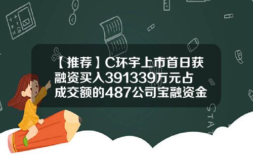 【推荐】C环宇上市首日获融资买入391339万元占成交额的487公司宝融资金额