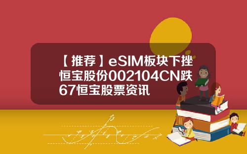 【推荐】eSIM板块下挫恒宝股份002104CN跌67恒宝股票资讯