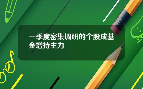 一季度密集调研的个股成基金增持主力