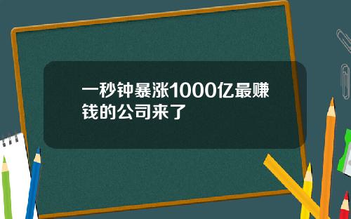一秒钟暴涨1000亿最赚钱的公司来了