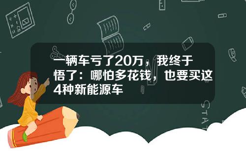一辆车亏了20万，我终于悟了：哪怕多花钱，也要买这4种新能源车