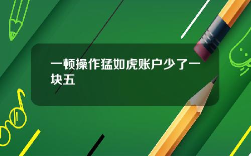 一顿操作猛如虎账户少了一块五