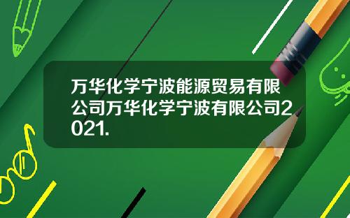 万华化学宁波能源贸易有限公司万华化学宁波有限公司2021.
