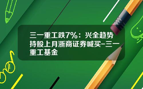 三一重工跌7%：兴全趋势持股上月浙商证券喊买-三一重工基金