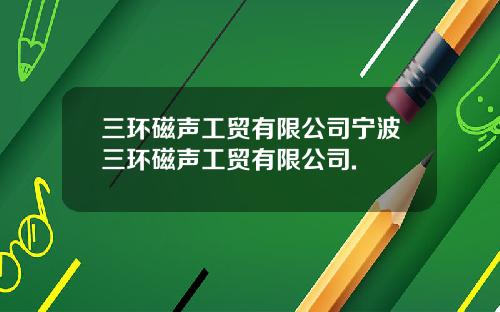 三环磁声工贸有限公司宁波三环磁声工贸有限公司.