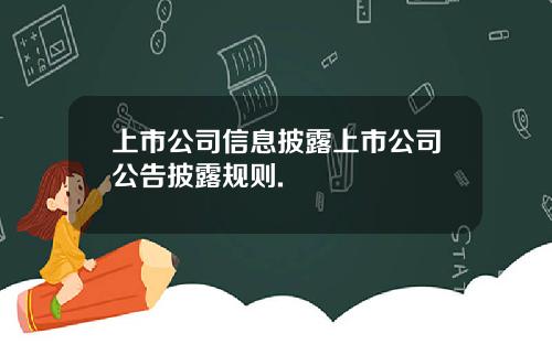 上市公司信息披露上市公司公告披露规则.