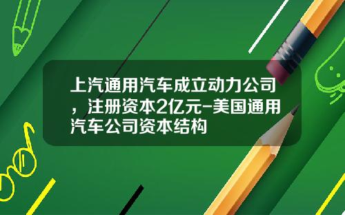 上汽通用汽车成立动力公司，注册资本2亿元-美国通用汽车公司资本结构