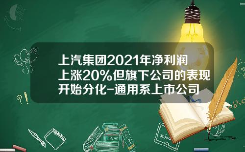 上汽集团2021年净利润上涨20%但旗下公司的表现开始分化-通用系上市公司