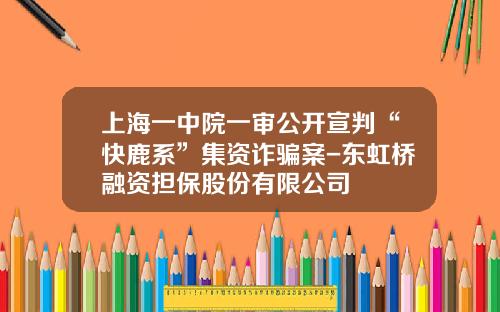 上海一中院一审公开宣判“快鹿系”集资诈骗案-东虹桥融资担保股份有限公司