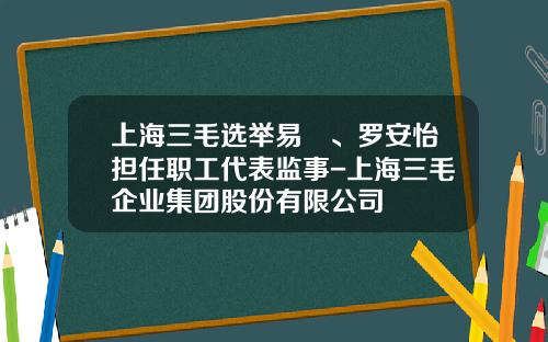 上海三毛选举易珽、罗安怡担任职工代表监事-上海三毛企业集团股份有限公司