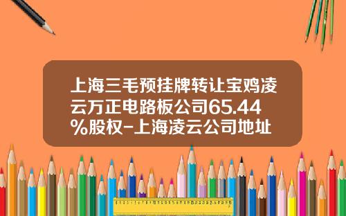 上海三毛预挂牌转让宝鸡凌云万正电路板公司65.44%股权-上海凌云公司地址