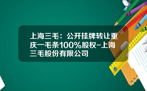 上海三毛：公开挂牌转让重庆一毛条100%股权-上海三毛股份有限公司