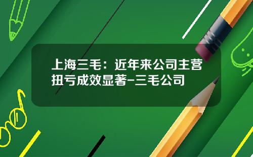 上海三毛：近年来公司主营扭亏成效显著-三毛公司