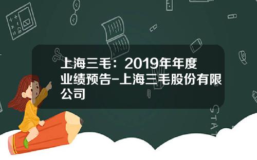 上海三毛：2019年年度业绩预告-上海三毛股份有限公司