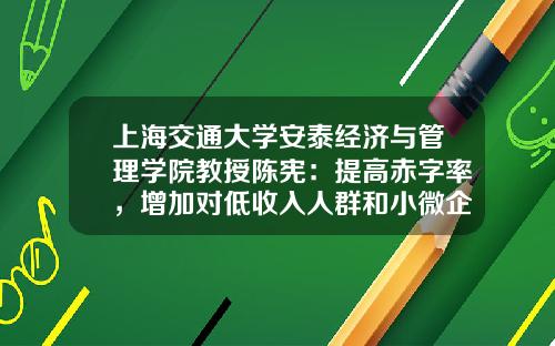 上海交通大学安泰经济与管理学院教授陈宪：提高赤字率，增加对低收入人群和小微企业专项转移支付-今年赤字率提高到多少