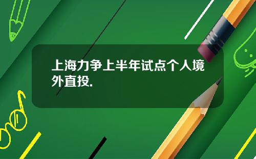 上海力争上半年试点个人境外直投.