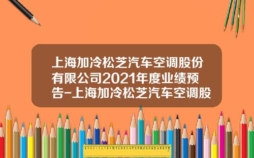 上海加冷松芝汽车空调股份有限公司2021年度业绩预告-上海加冷松芝汽车空调股份有限公司总经理