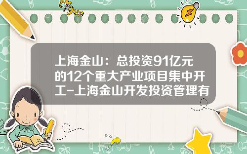 上海金山：总投资91亿元的12个重大产业项目集中开工-上海金山开发投资管理有限公司