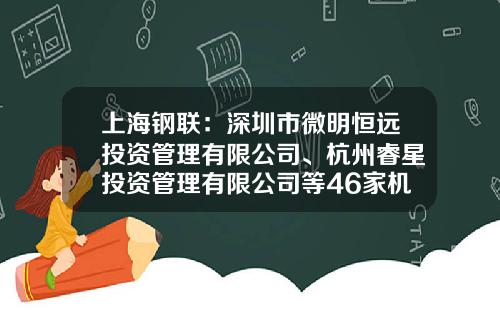 上海钢联：深圳市微明恒远投资管理有限公司、杭州睿星投资管理有限公司等46家机构于11月24日调研我司-上海钢联电子商务股份有限公司年度报表