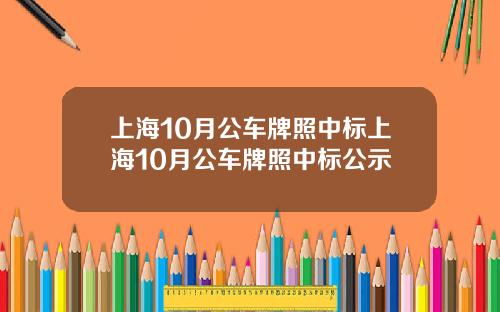 上海10月公车牌照中标上海10月公车牌照中标公示