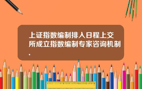 上证指数编制排入日程上交所成立指数编制专家咨询机制.
