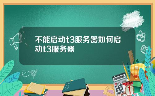 不能启动t3服务器如何启动t3服务器