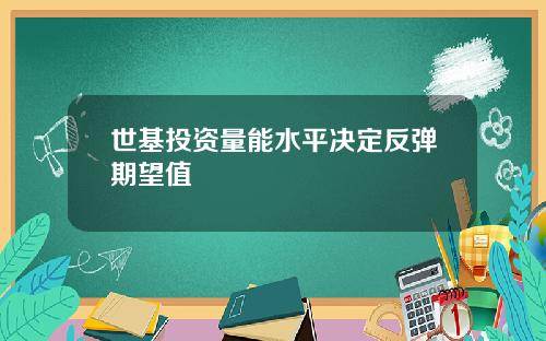 世基投资量能水平决定反弹期望值
