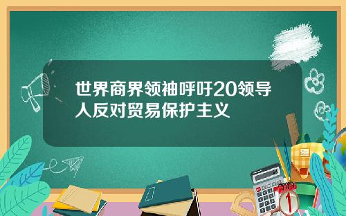 世界商界领袖呼吁20领导人反对贸易保护主义