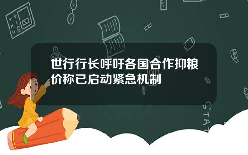 世行行长呼吁各国合作抑粮价称已启动紧急机制