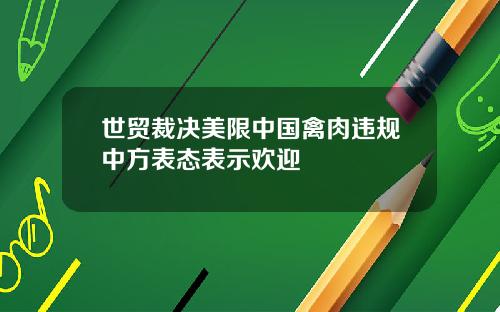 世贸裁决美限中国禽肉违规中方表态表示欢迎