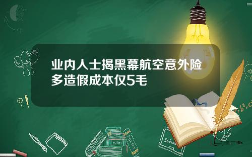 业内人士揭黑幕航空意外险多造假成本仅5毛