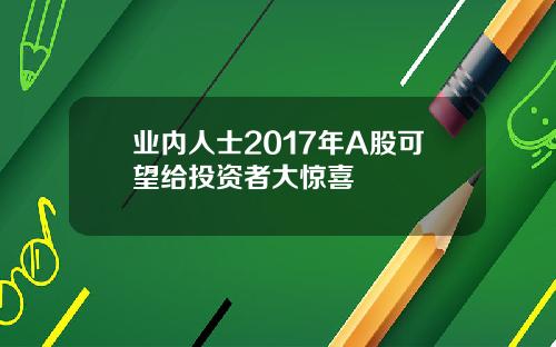 业内人士2017年A股可望给投资者大惊喜