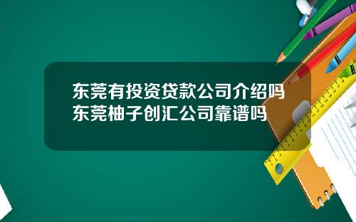 东莞有投资贷款公司介绍吗东莞柚子创汇公司靠谱吗