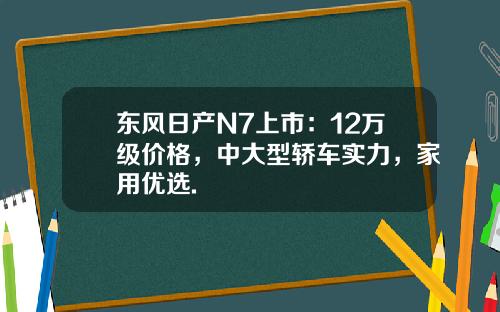 东风日产N7上市：12万级价格，中大型轿车实力，家用优选.