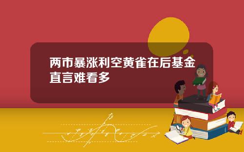 两市暴涨利空黄雀在后基金直言难看多
