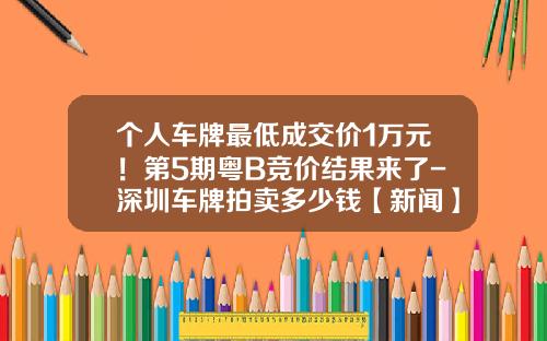 个人车牌最低成交价1万元！第5期粤B竞价结果来了-深圳车牌拍卖多少钱【新闻】