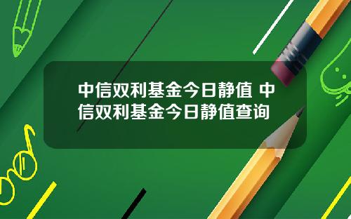 中信双利基金今日静值 中信双利基金今日静值查询