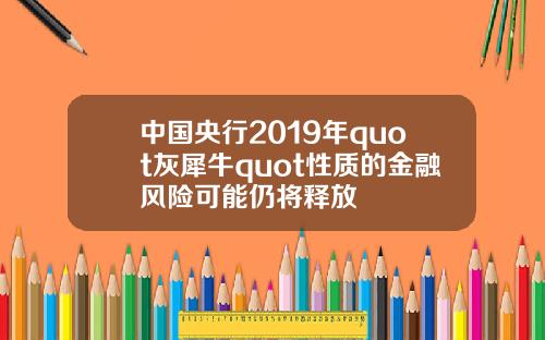 中国央行2019年quot灰犀牛quot性质的金融风险可能仍将释放