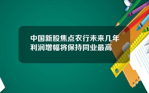 中国新股焦点农行未来几年利润增幅将保持同业最高