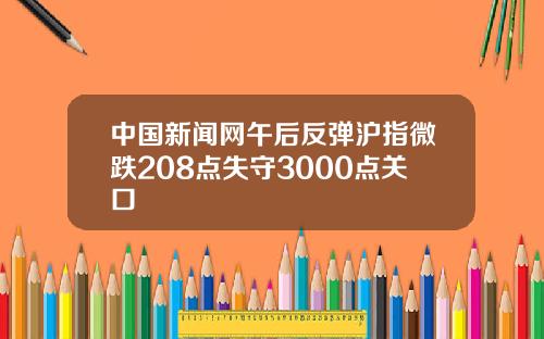 中国新闻网午后反弹沪指微跌208点失守3000点关口