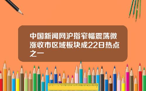 中国新闻网沪指窄幅震荡微涨收市区域板块成22日热点之一